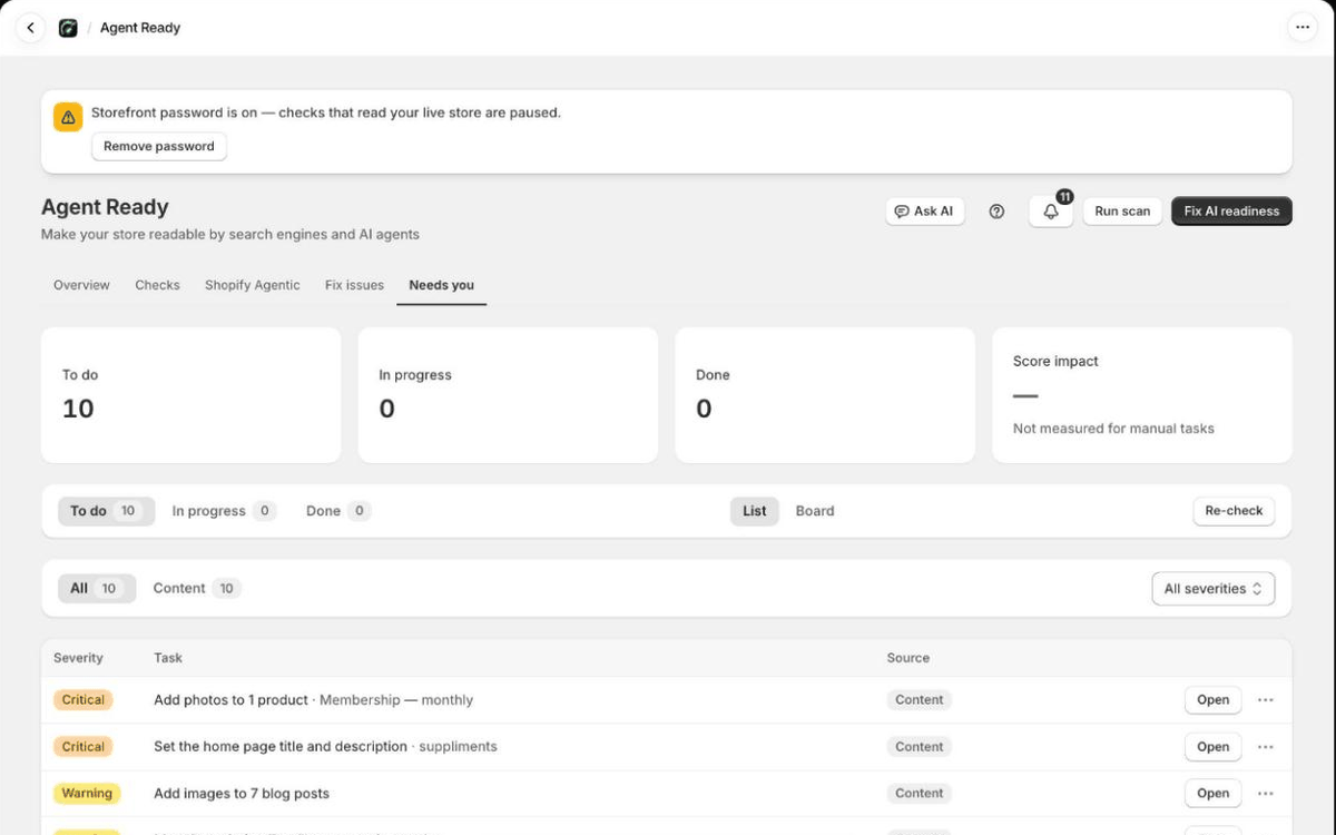 The Needs you tab in Board view with To do, In progress and Done columns